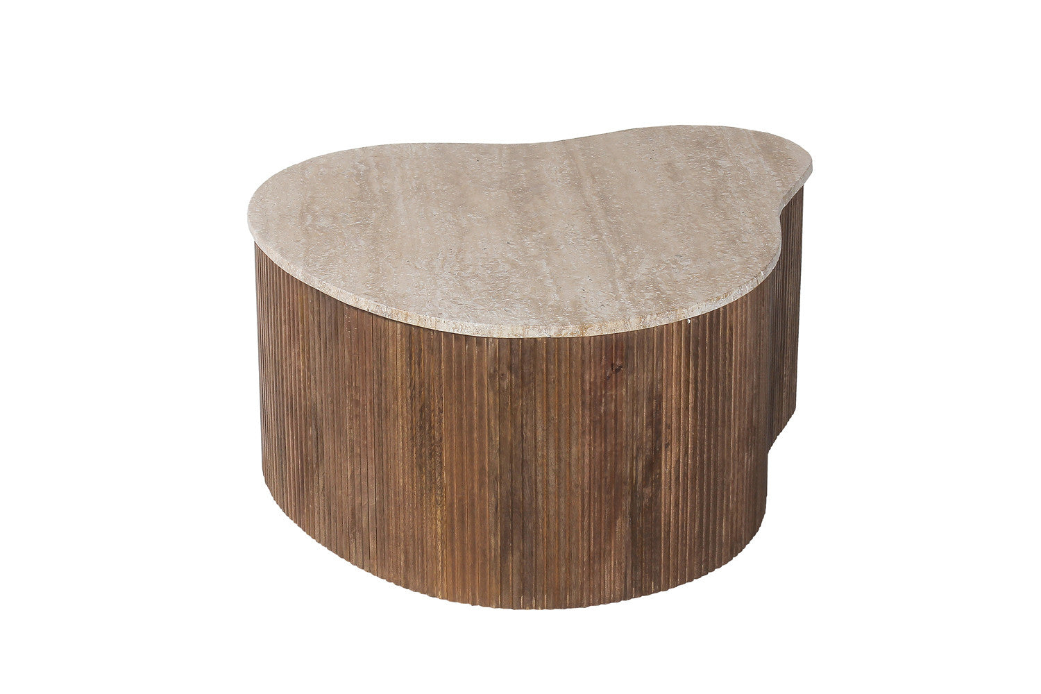 Salontafel 'Paul' 83 cm Mango hout met Travertin Beige