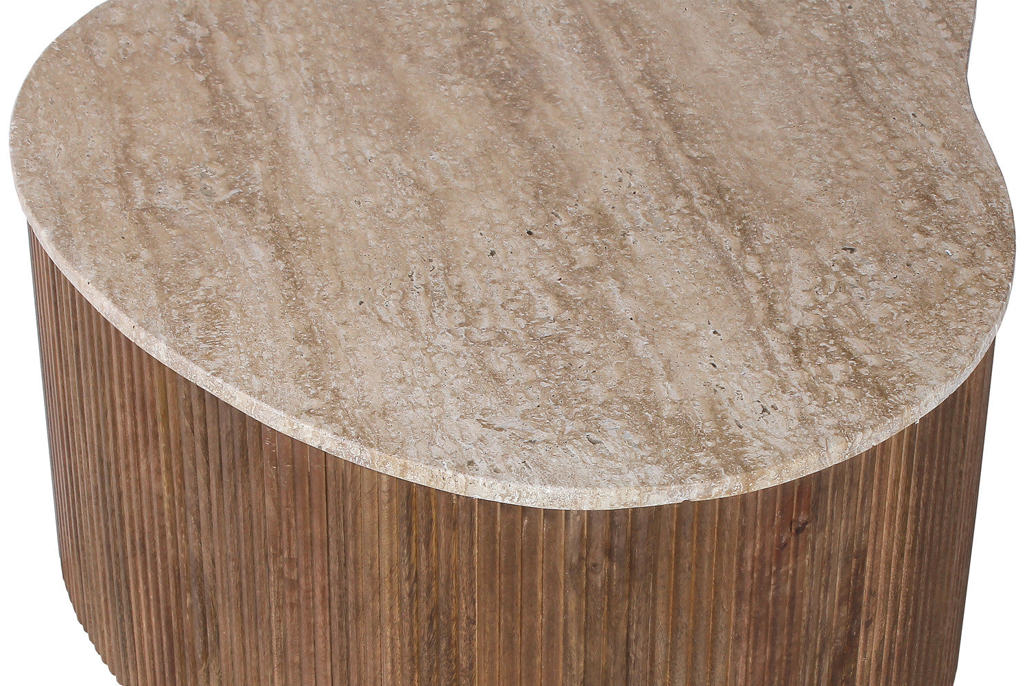 Salontafel 'Paul' 83 cm Mango hout met Travertin Beige