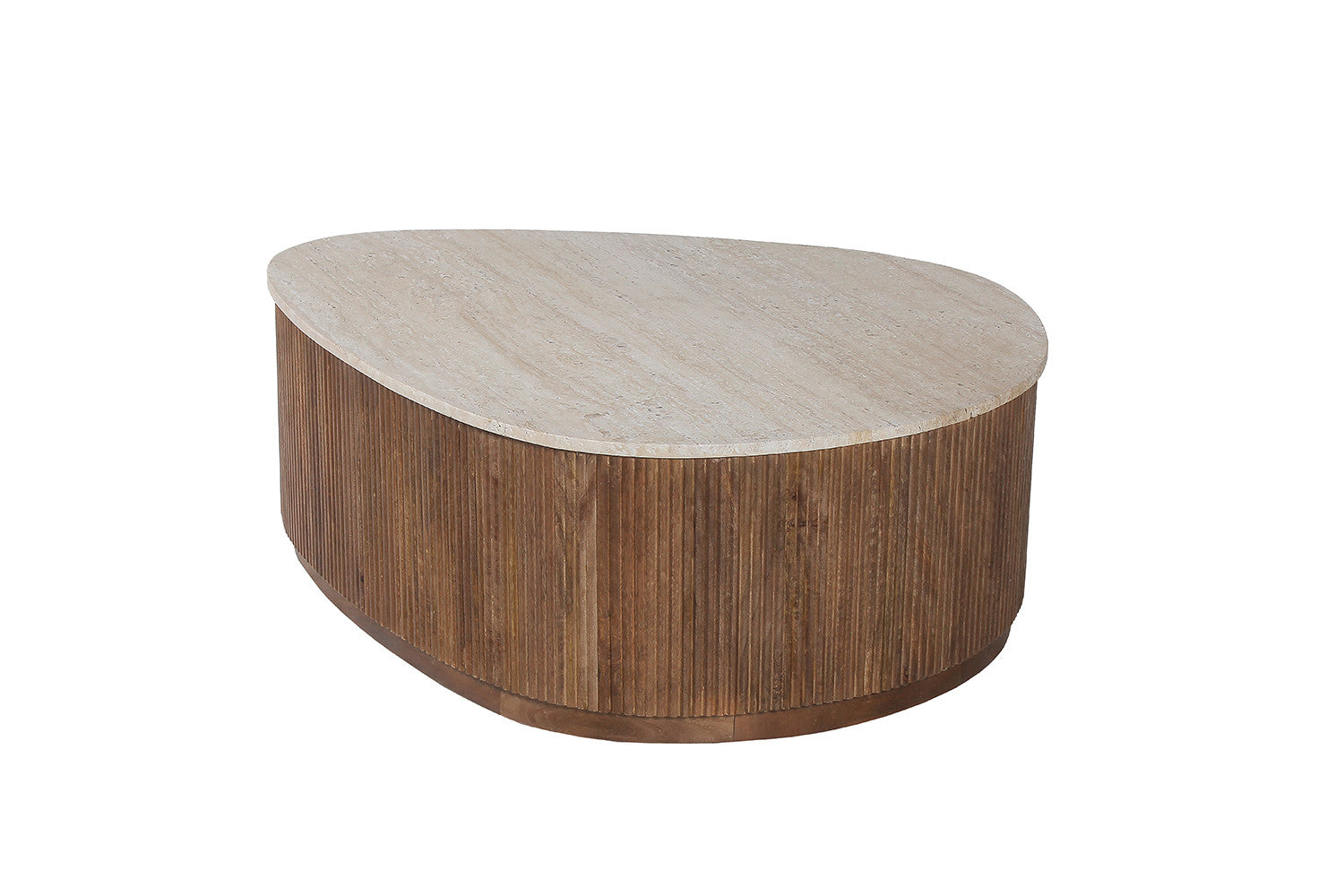 Salontafel 'Nolan' 100 cm Mango hout met Travertin Beige