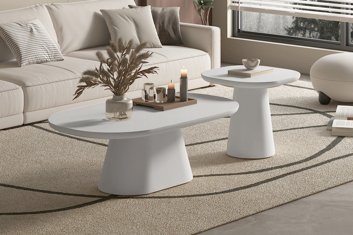 Salontafel 'Tavira' 120 cm Ovaal Cement Ecru