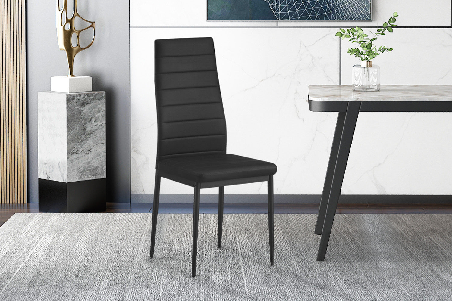 Set van 4 stoelen 'Cato/Kenzo' PU Zwart