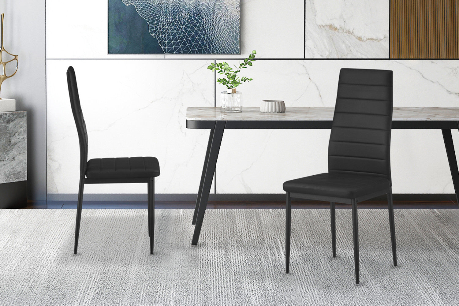 Set van 4 stoelen 'Cato/Kenzo' PU Zwart