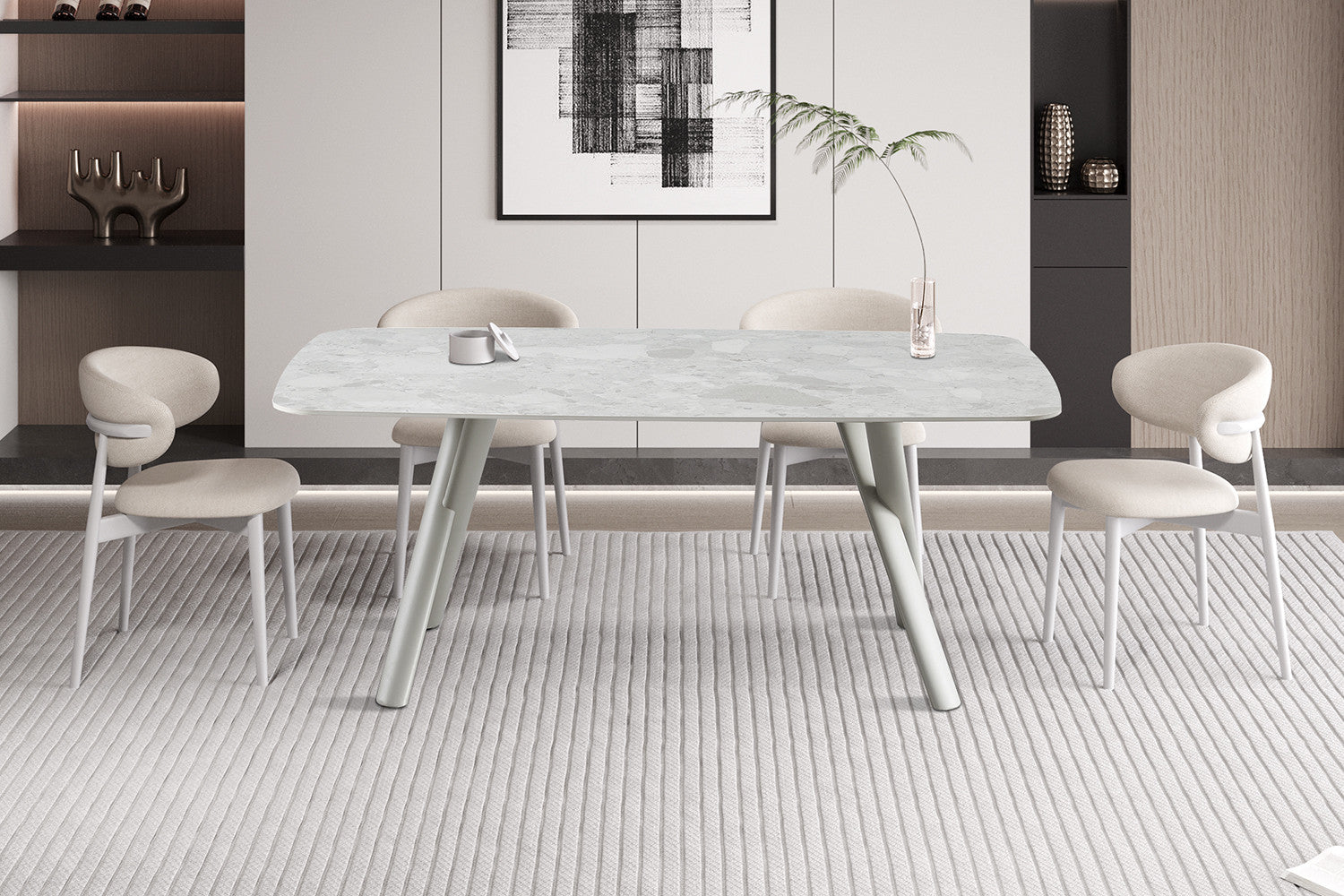 Tafel 'Orion' 160x90 cm Rechthoekig Steen Beige - Poot Beige