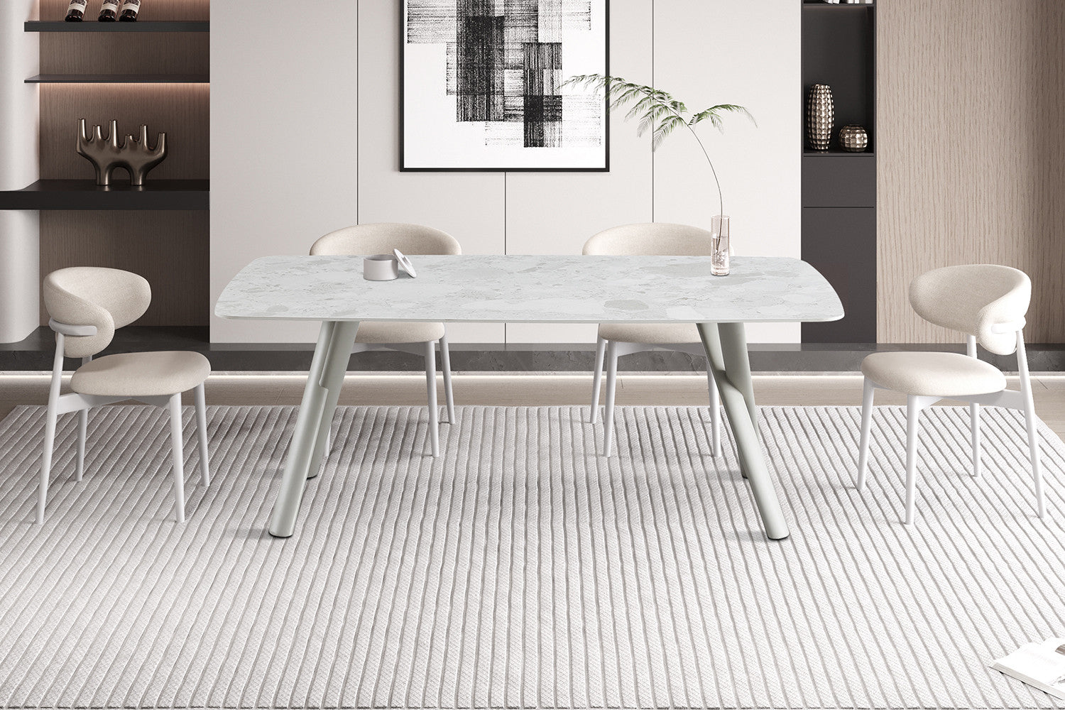 Tafel 'Orion' 200x100 cm Rechthoekig Steen Beige - Poot Beige