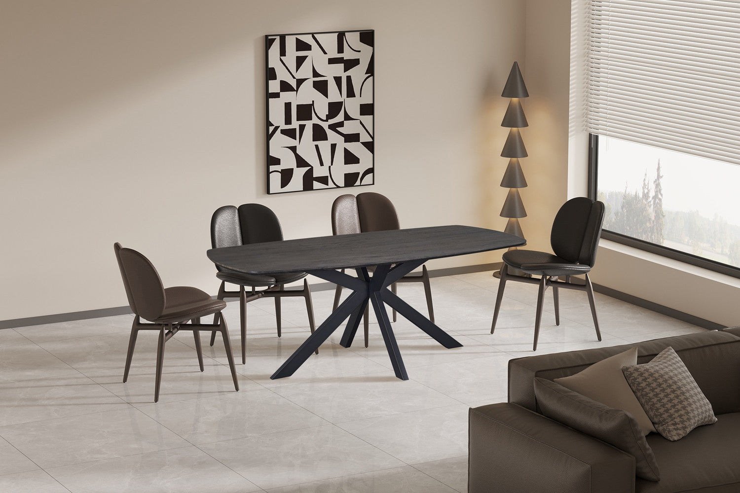 Tafel 'Aziz' 200 cm Deens Ovaal Decor Donkerbruin