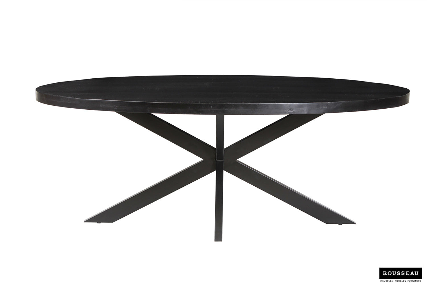SALE - Tafel 'Alexa' 200 cm Ovaal Mango hout zwart