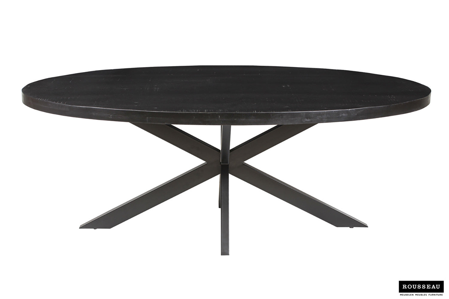 SALE - Tafel 'Alexa' 200 cm Ovaal Mango hout zwart