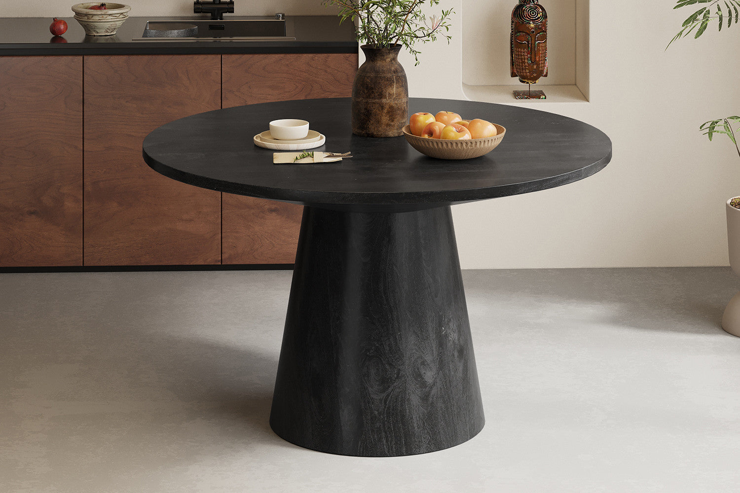 'Tommy' 130 cm Rond Mango hout Zwart
