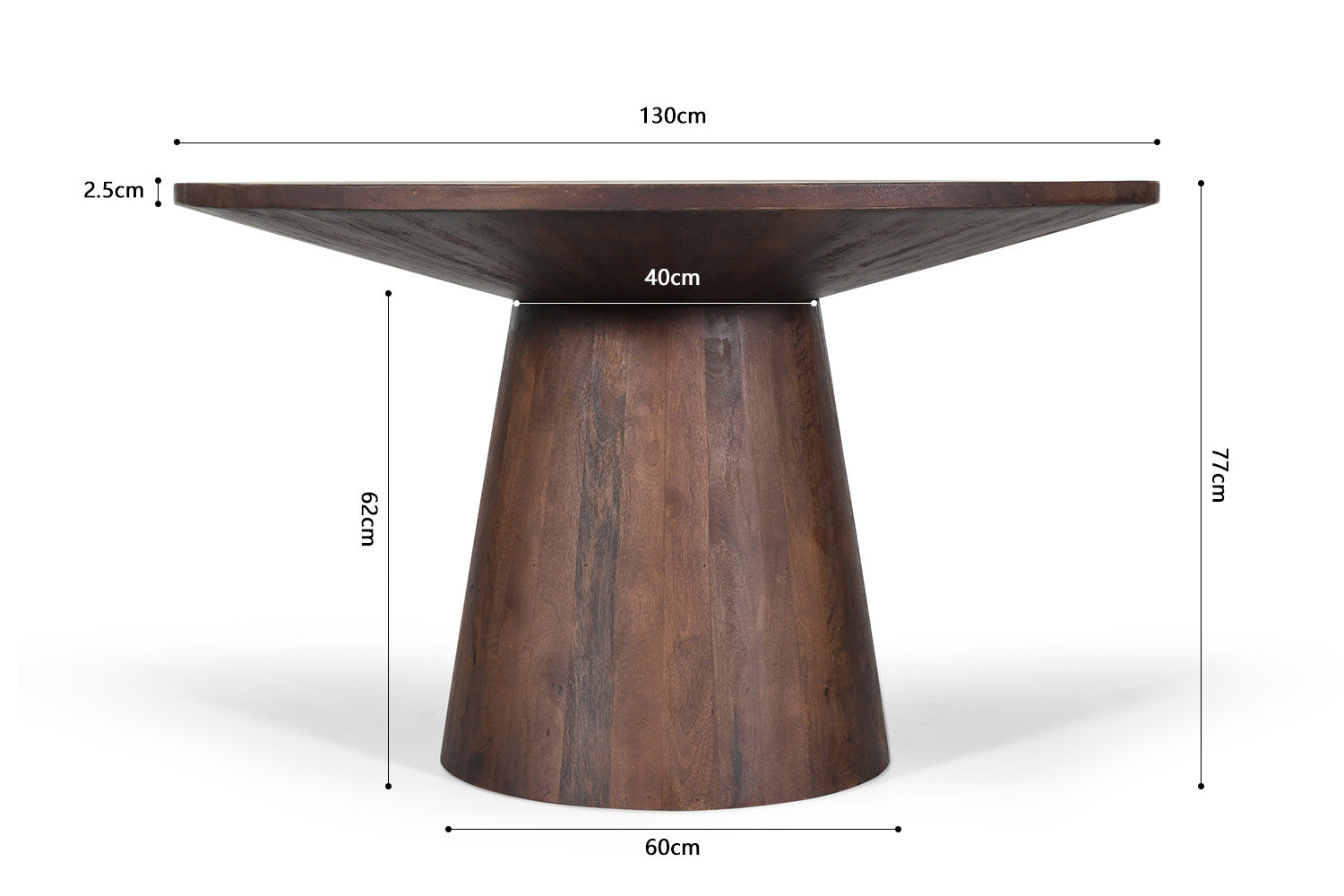 Tommy' 130 cm Rond Mango hout Bruin