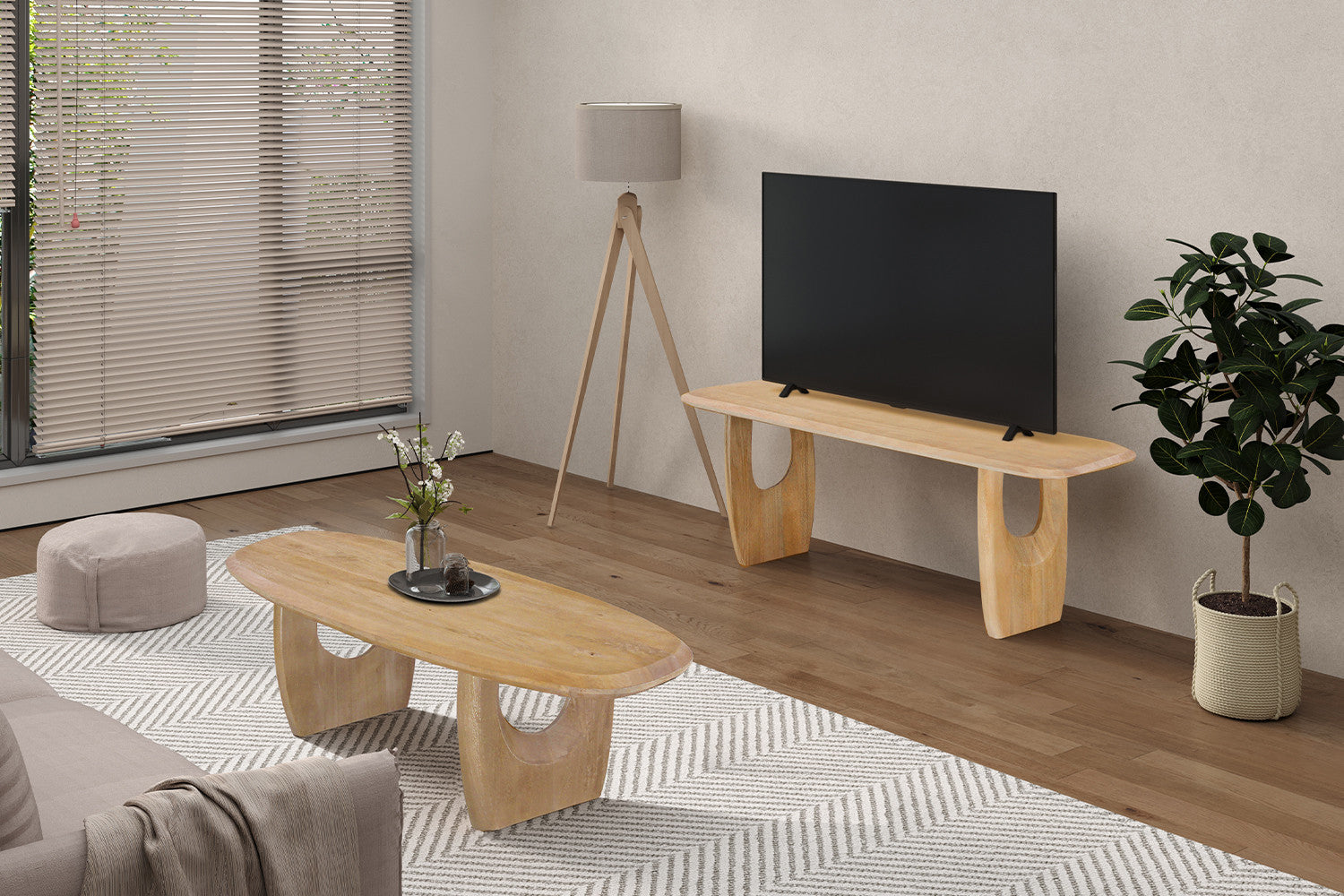 Tafel 'Braga' Deens Ovaal Mango hout Amandel