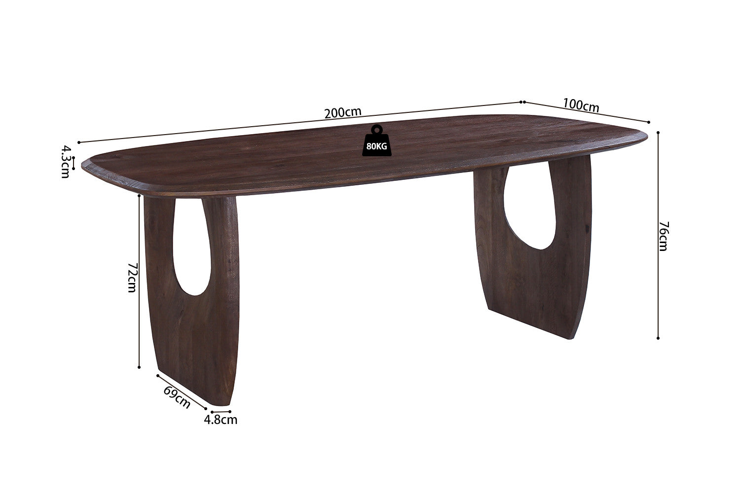 Tafel 'Braga' Deens Ovaal Mango hout Donkerbruin