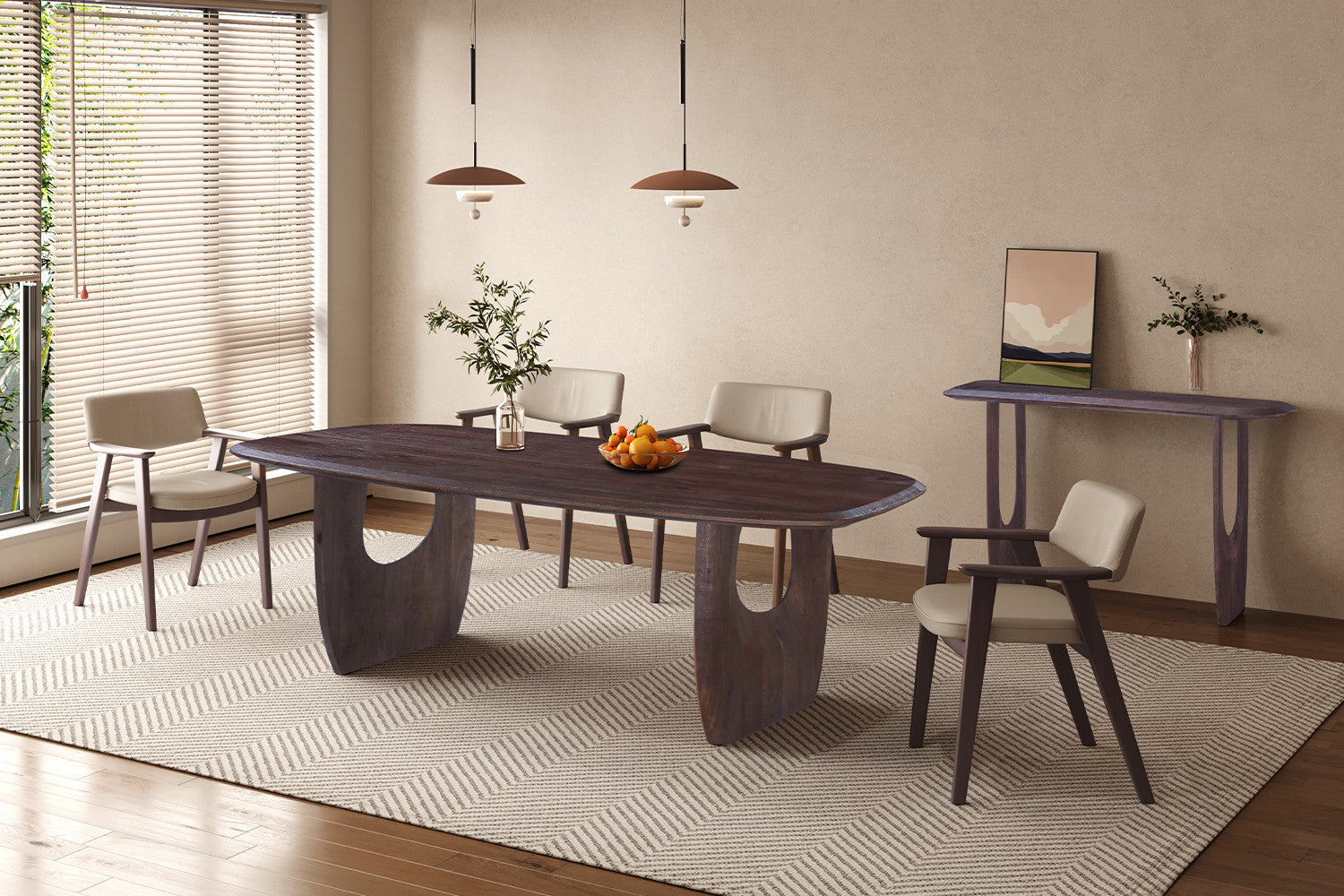 Tafel 'Braga' Deens Ovaal Mango hout Donkerbruin