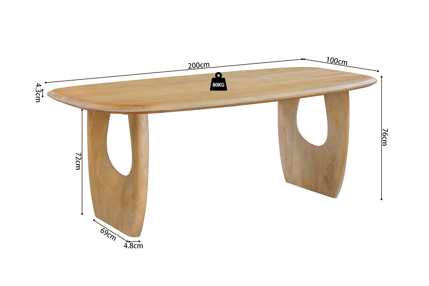 Tafel 'Braga' Deens Ovaal Mango hout Amandel