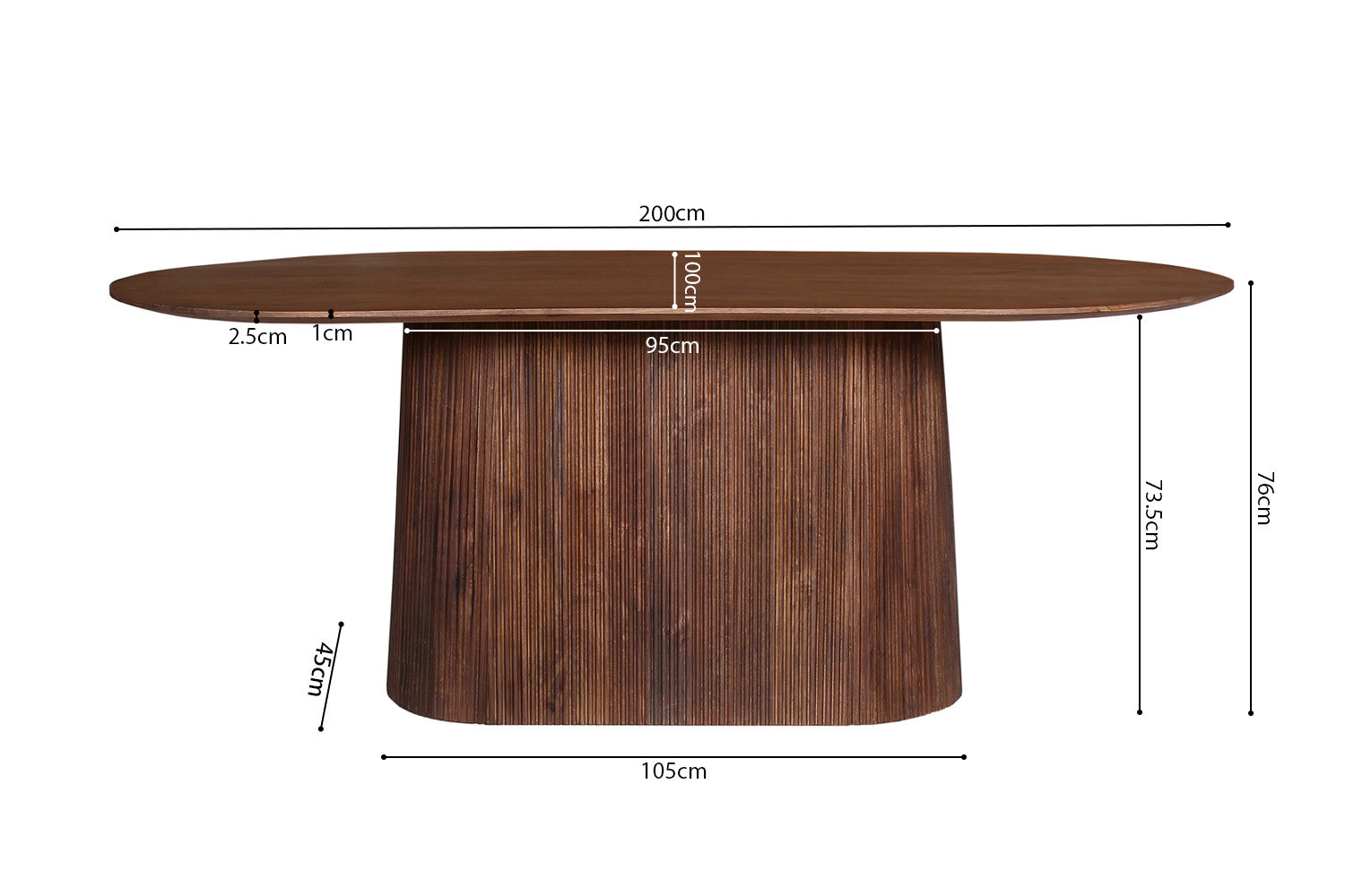Miguel' 200 cm Ovaal Mango hout Lichtbruin