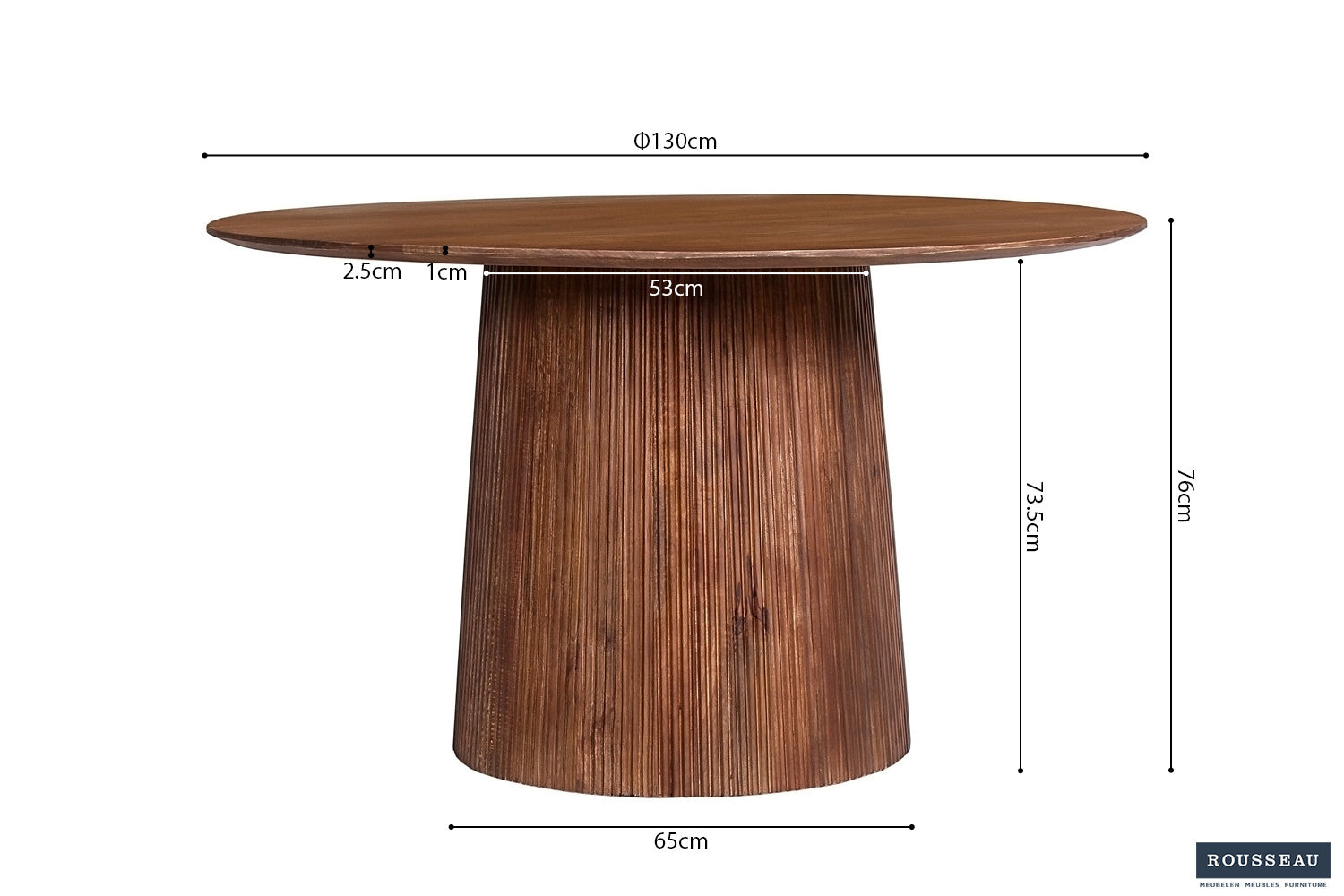 'Miguel' 130 cm Rond Mango hout Lichtbruin
