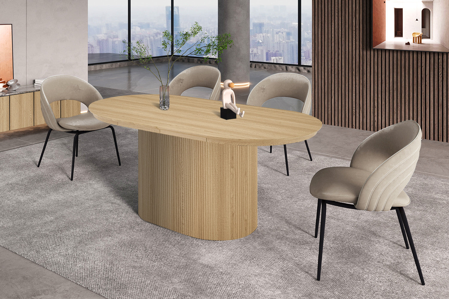 Uitschuifbare tafel 'Lagos' 180-220 cm Ovaal Decor Eik Naturel