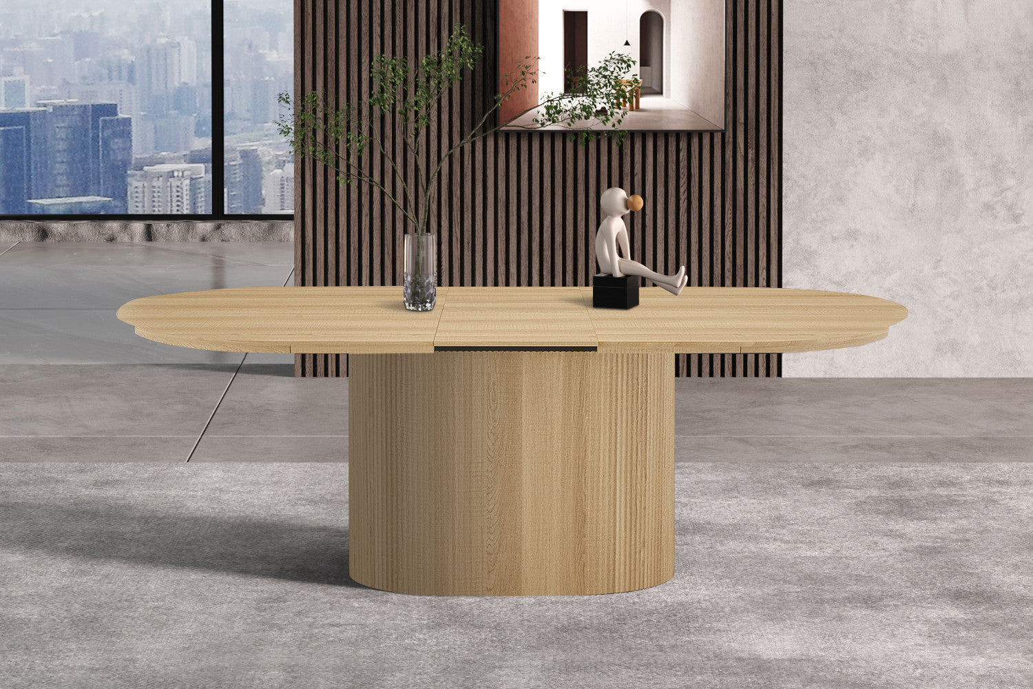 Uitschuifbare tafel 'Lagos' 180-220 cm Ovaal Decor Eik Naturel