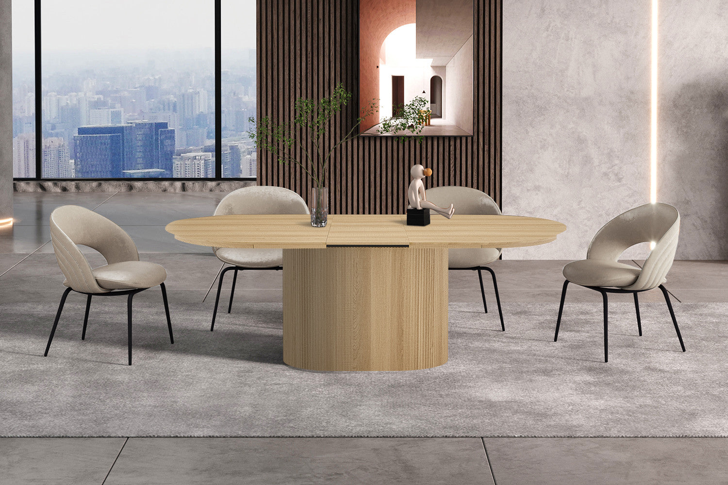 Uitschuifbare tafel 'Lagos' 180-220 cm Ovaal Decor Eik Naturel