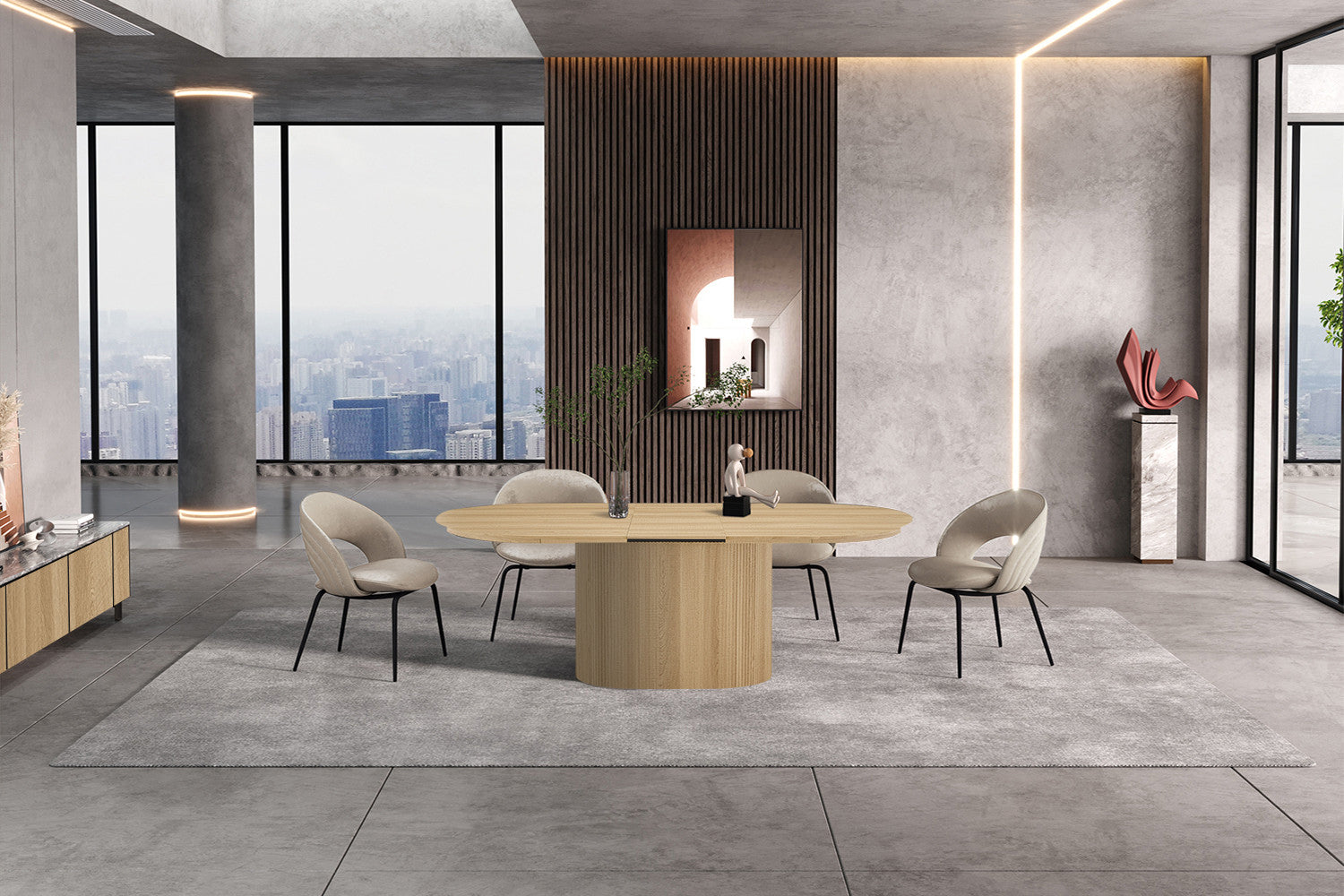 Uitschuifbare tafel 'Lagos' 180-220 cm Ovaal Decor Eik Naturel