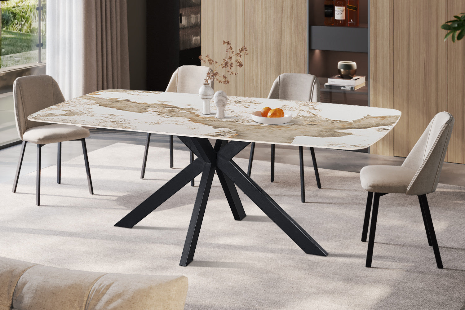- Tafel 'Apollo' 200 cm Deens Ovaal Glanzend Steen Pandora