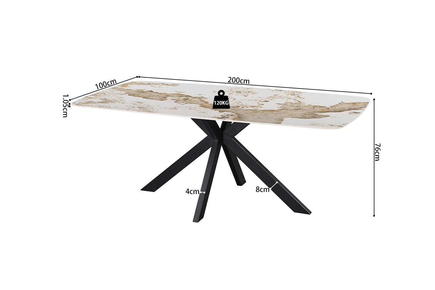 - Tafel 'Apollo' 200 cm Deens Ovaal Glanzend Steen Pandora