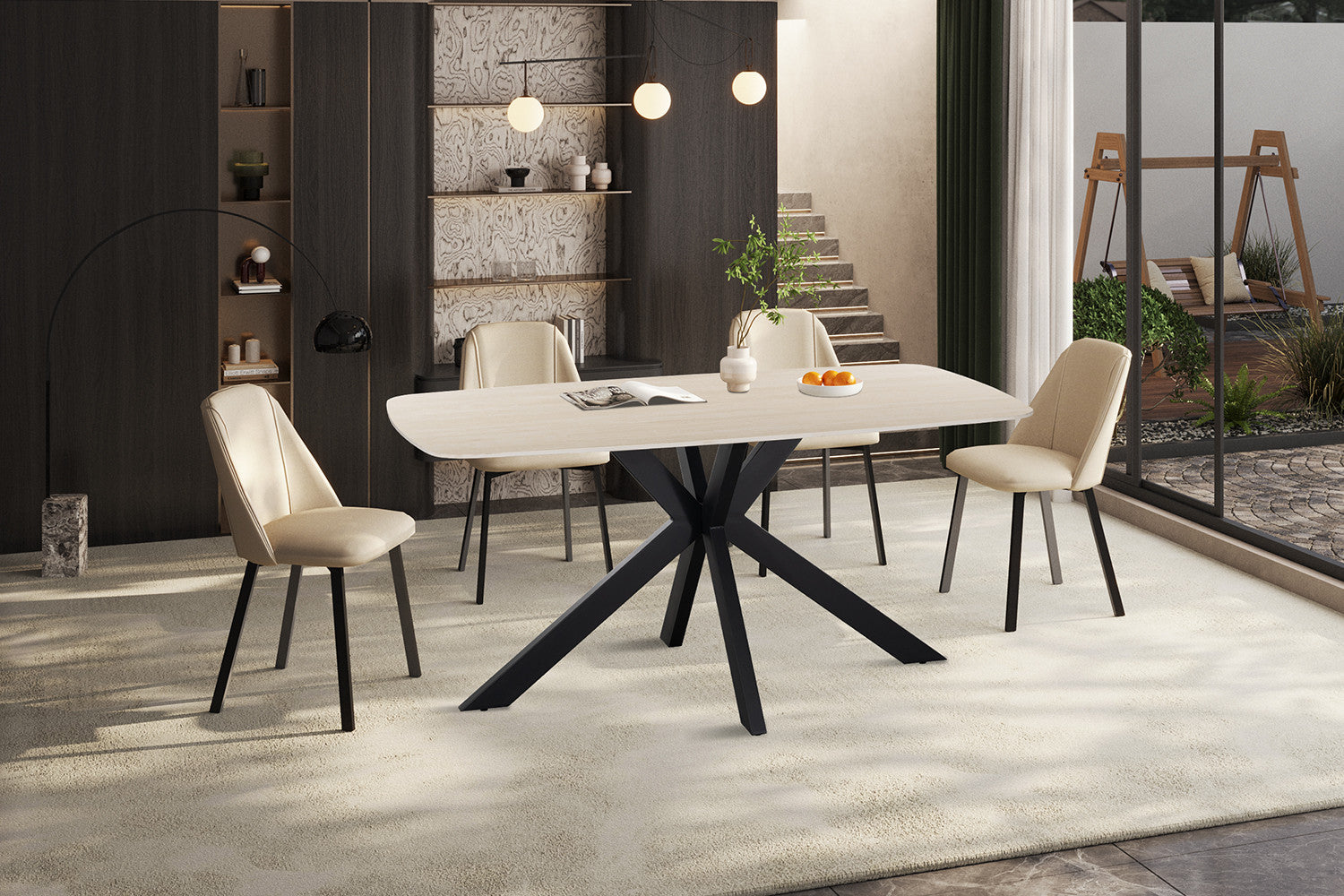 Tafel 'Apollo' 160 cm Deens Ovaal steen Baroque beige