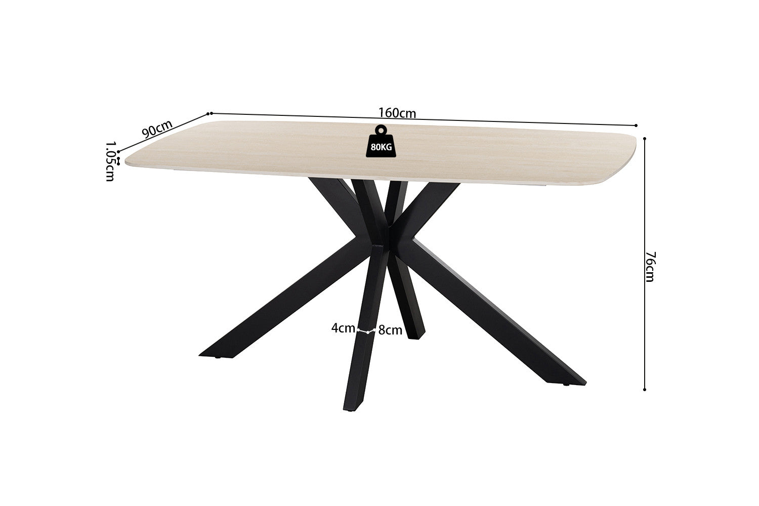 Tafel 'Apollo' 160 cm Deens Ovaal steen Baroque beige