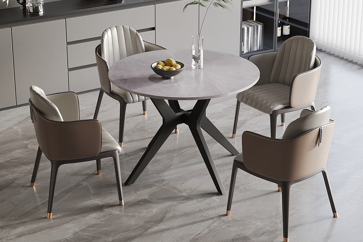 'Apollo' 110 cm Rond Glanzend Steen Italian Grijs