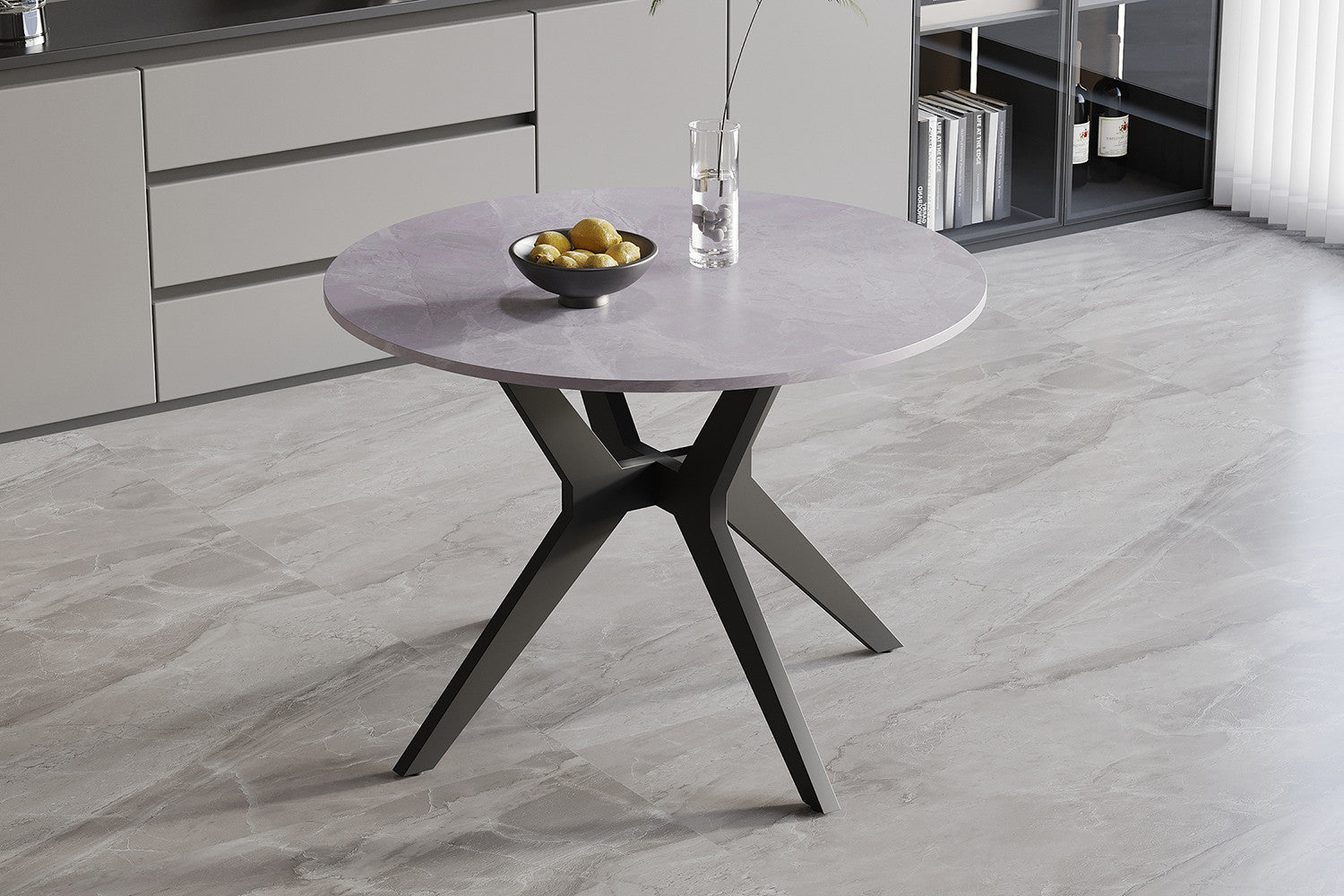 'Apollo' 110 cm Rond Glanzend Steen Italian Grijs