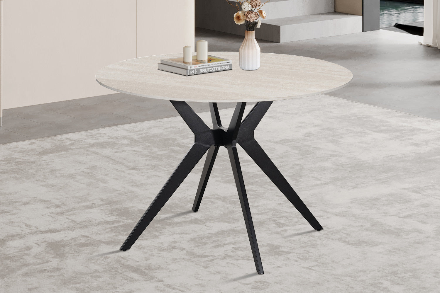 Tafel 'Apollo' 110 cm Rond Steen Baroque Grijs