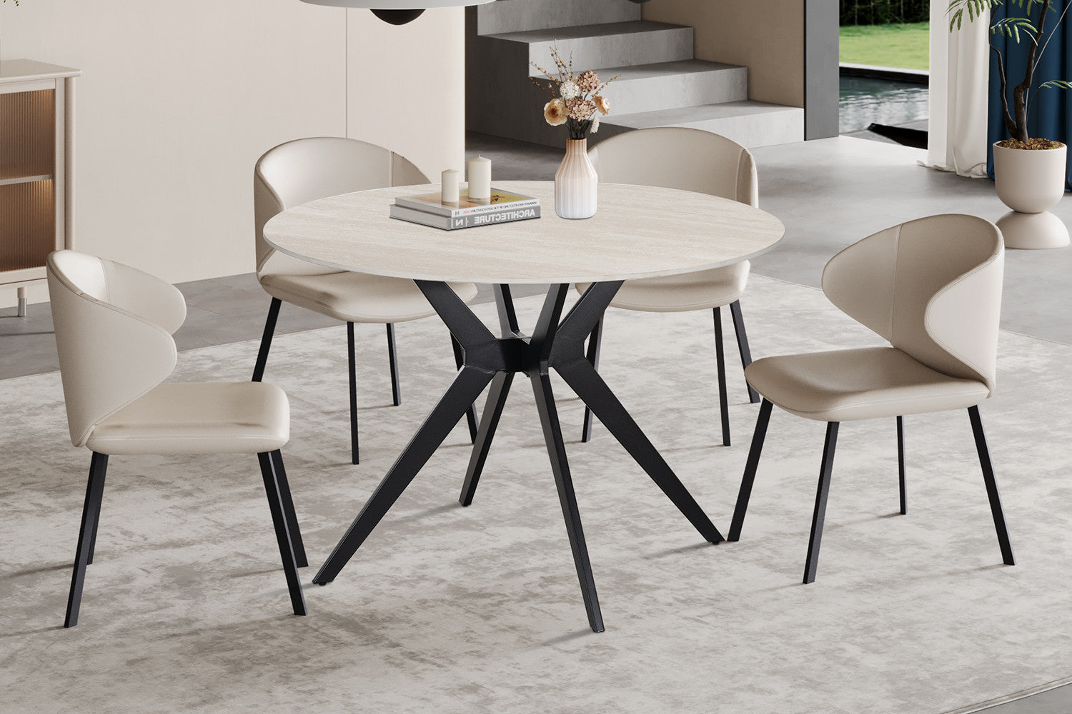 Tafel 'Apollo' 110 cm Rond Steen Baroque Grijs