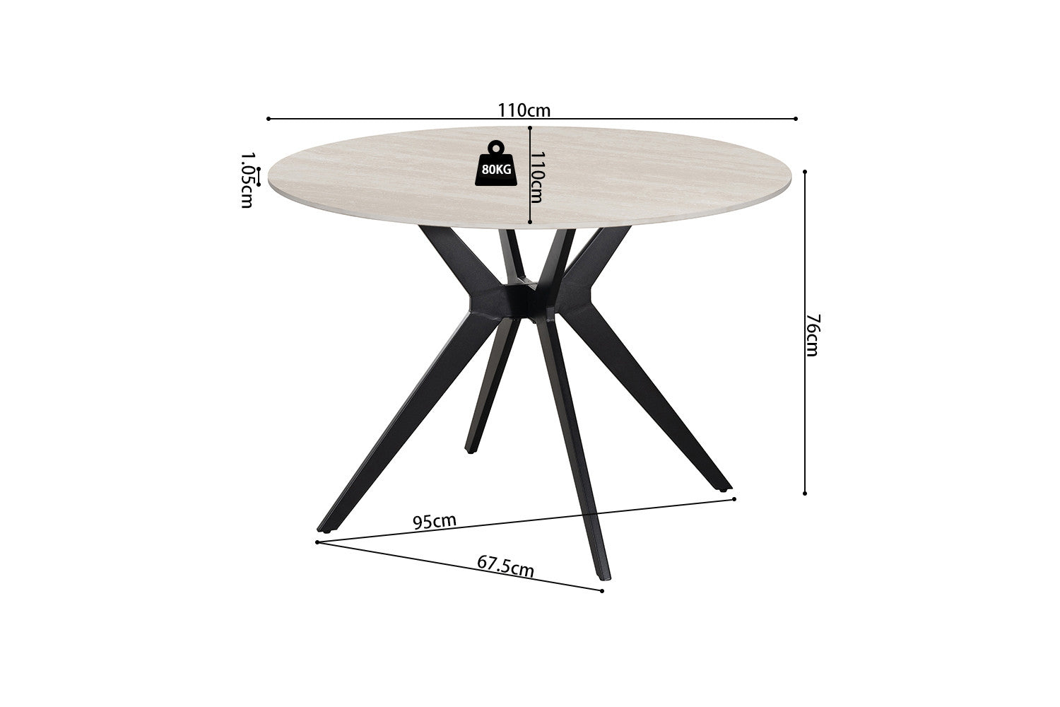 Tafel 'Apollo' 110 cm Rond Steen Baroque Grijs