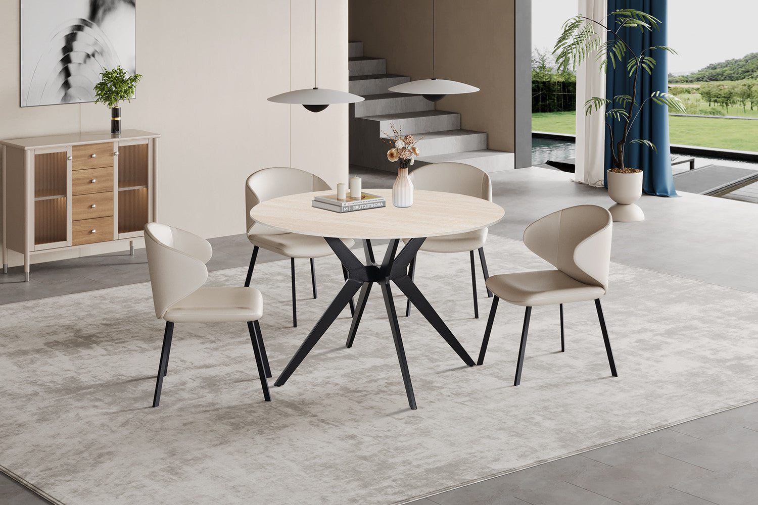 Tafel 'Apollo' 110 cm Rond Steen Baroque Beige