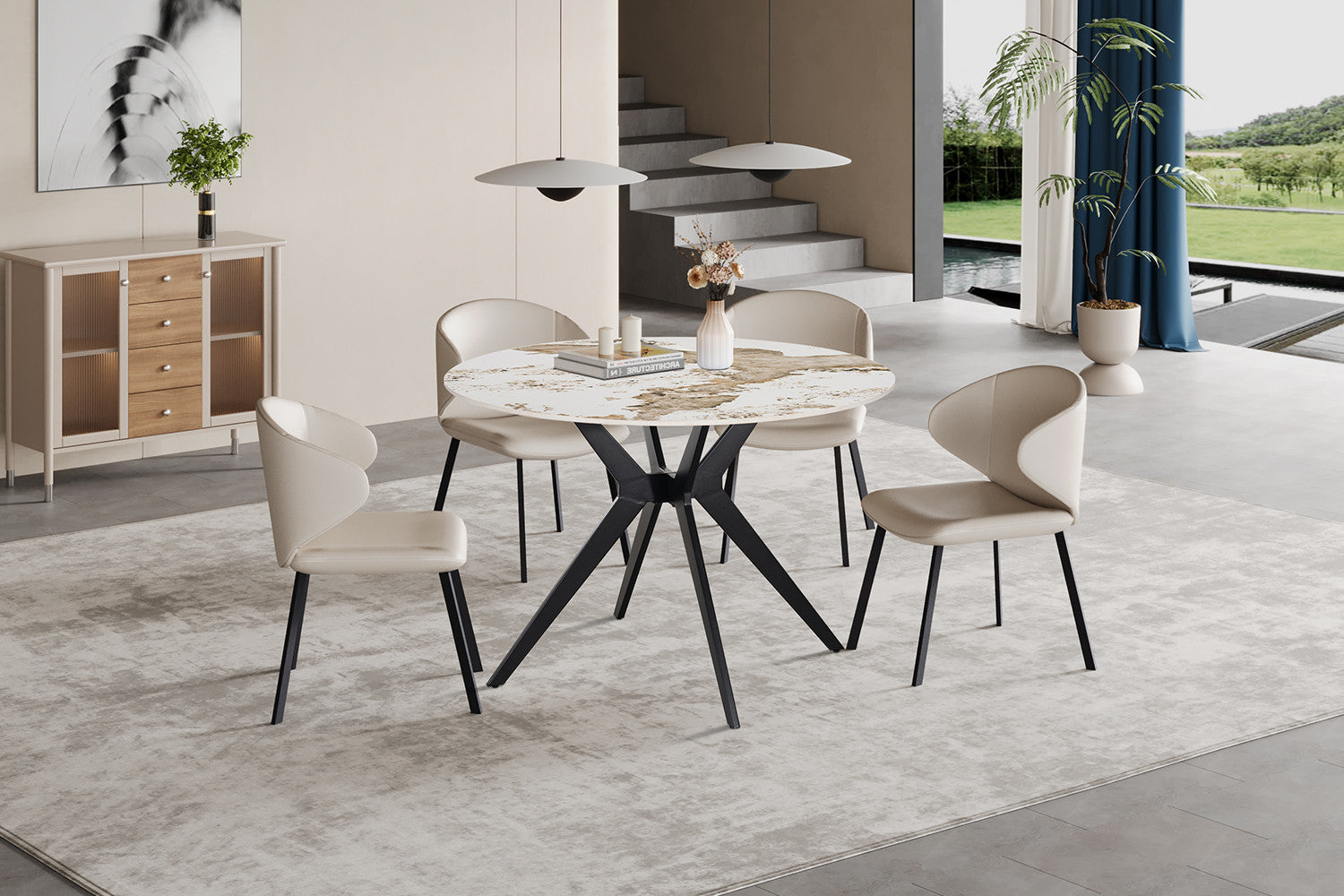 Tafel 'Apollo' 110 cm Rond Glanzend Steen Pandora