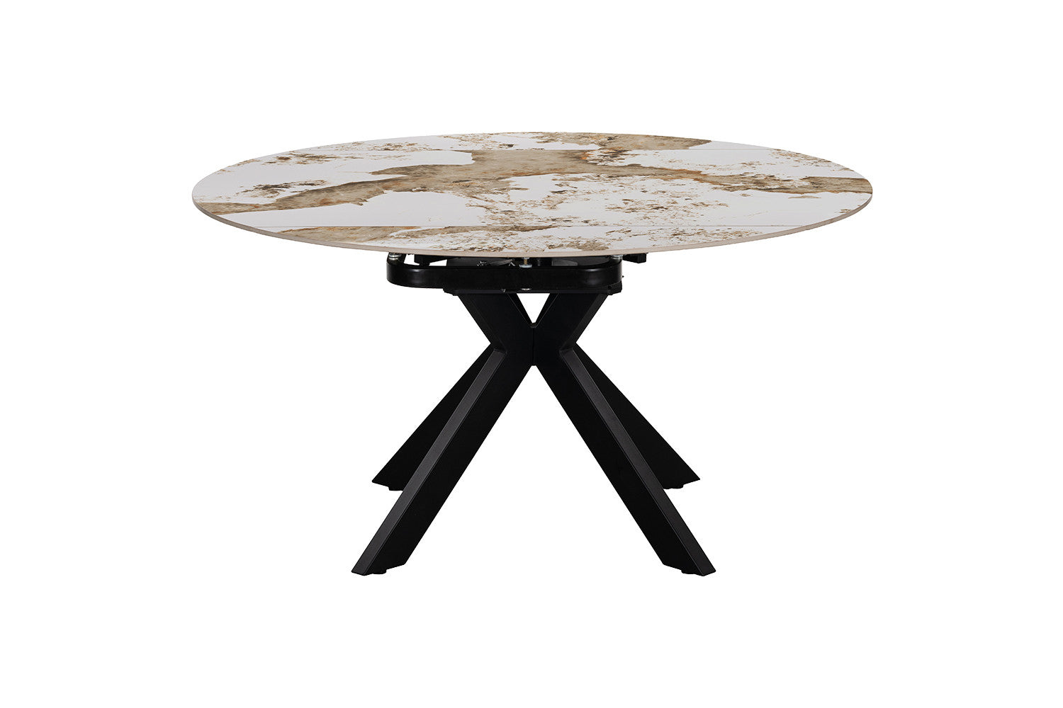 - Uitschuifbare tafel 'Athena' Rond 140-140x90 cm Glanz. steen Pandora