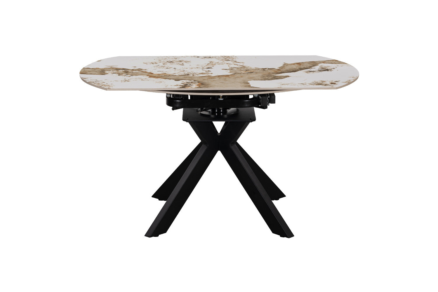 - Uitschuifbare tafel 'Athena' Rond 140-140x90 cm Glanz. steen Pandora