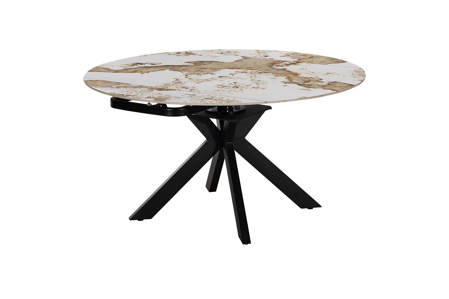 - Uitschuifbare tafel 'Athena' Rond 140-140x90 cm Glanz. steen Pandora