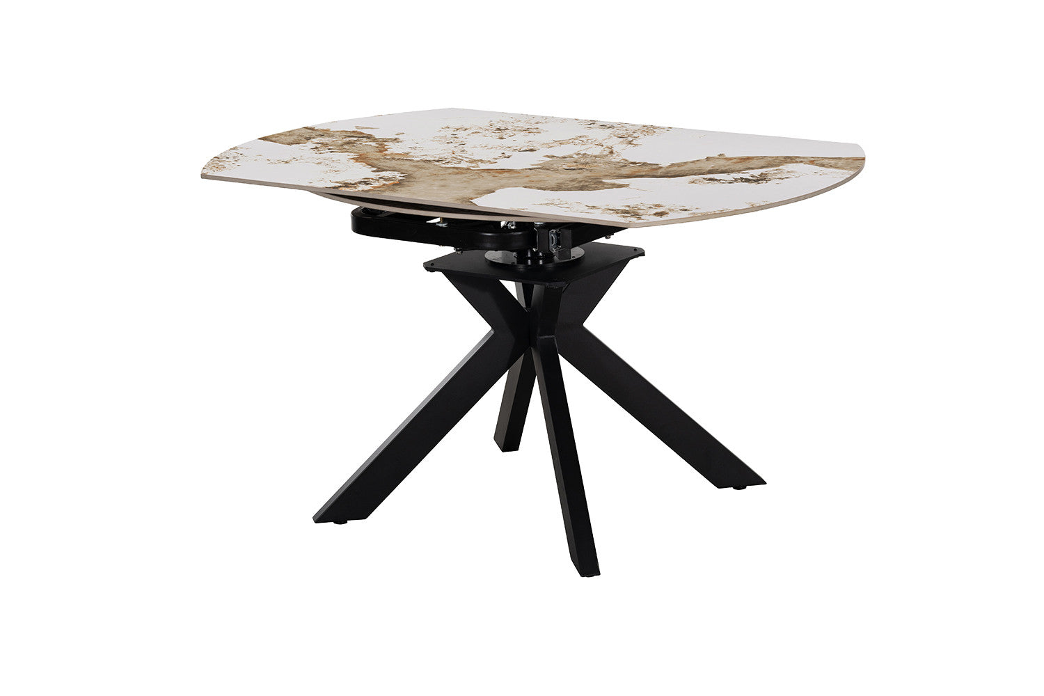 - Uitschuifbare tafel 'Athena' Rond 140-140x90 cm Glanz. steen Pandora