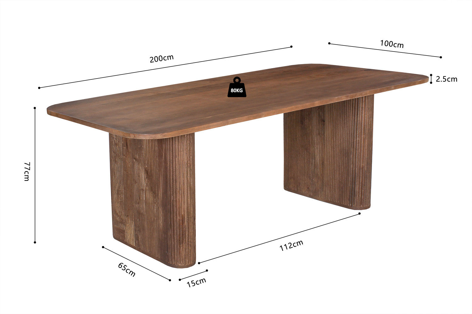 'Jean' 200 cm Deens Ovaal Mango hout Lichtbruin
