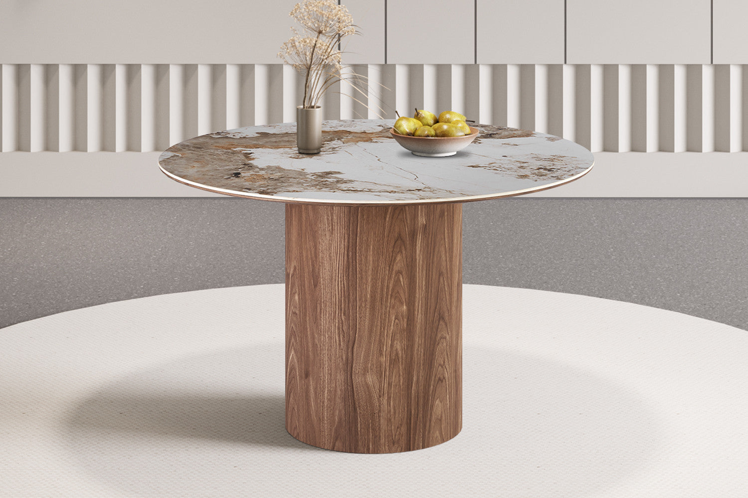 Tafel 'Evora' 120 cm Rond Glanzend Steen Pandora