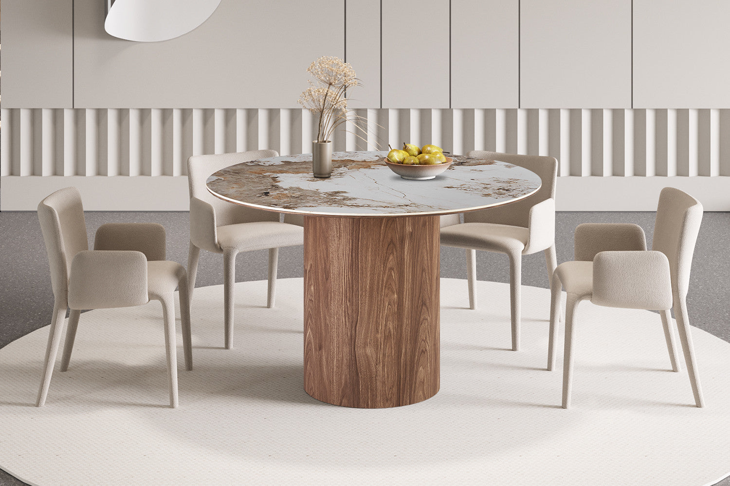 Tafel 'Evora' 120 cm Rond Glanzend Steen Pandora