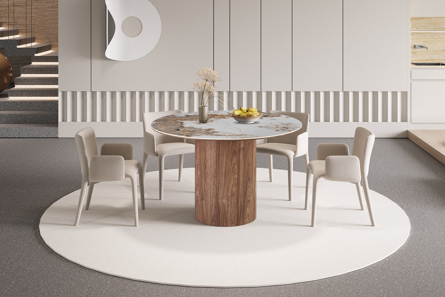 Tafel 'Evora' 120 cm Rond Glanzend Steen Pandora