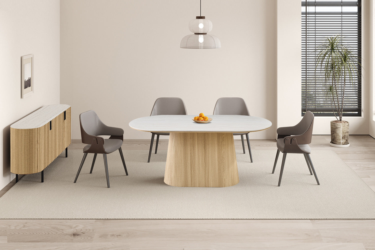 Tafel 'Vigo' 180 cm Ovaal Decor Naturel Eik Baroque Grijs