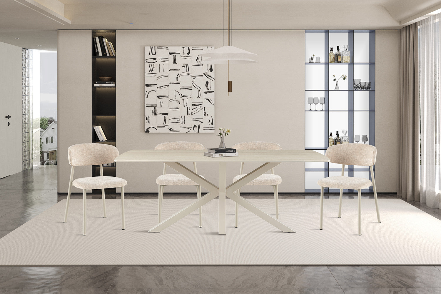 Tafel 'Noa' 180x90 cm Deens Ovaal Baroque Beige - Grijs Voet