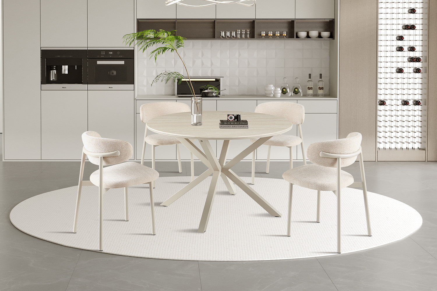 Tafel 'Noa' 120 cm Rond Baroque Beige - Grijs Voet