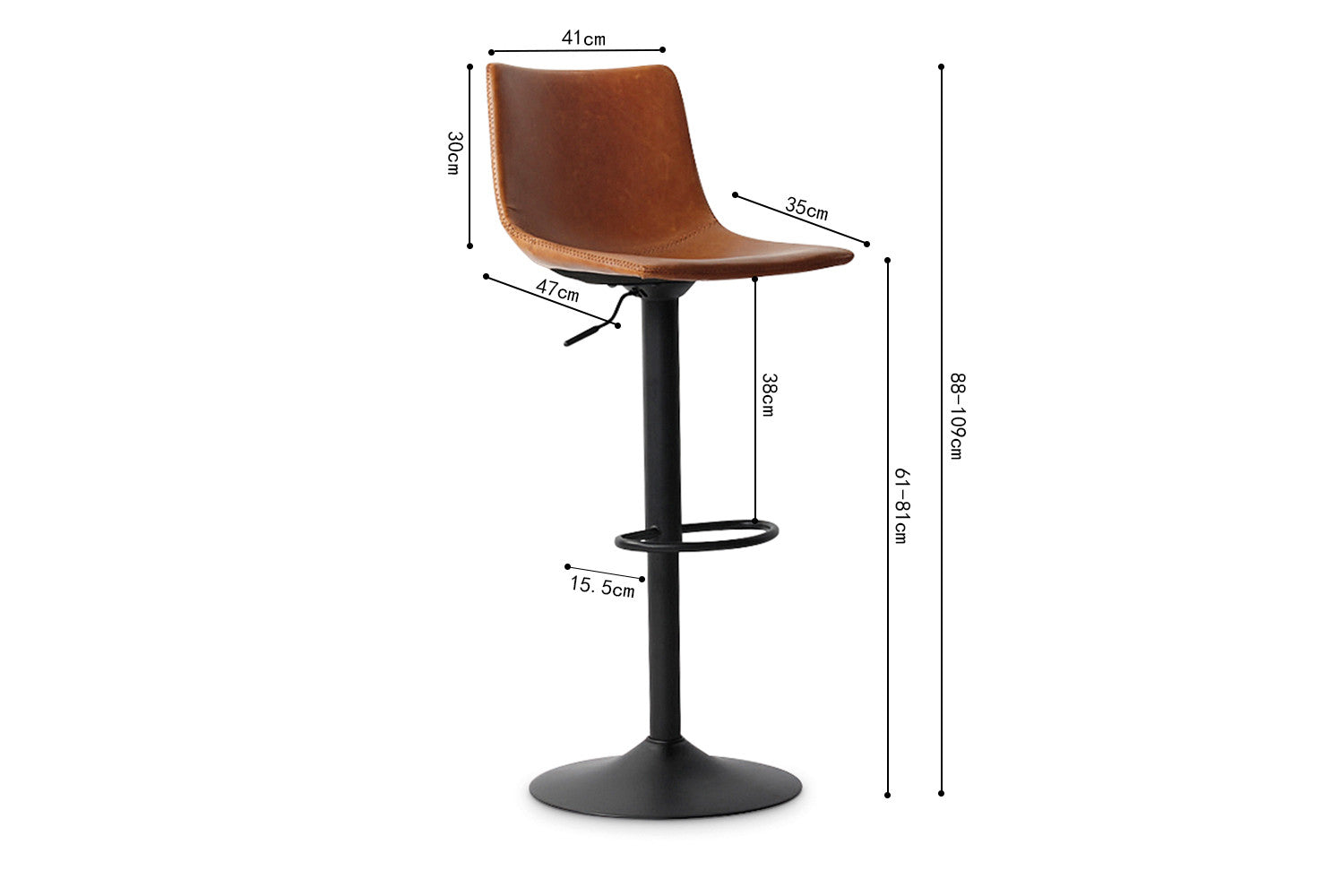 Barstoel 'Trevi' PU Cognac