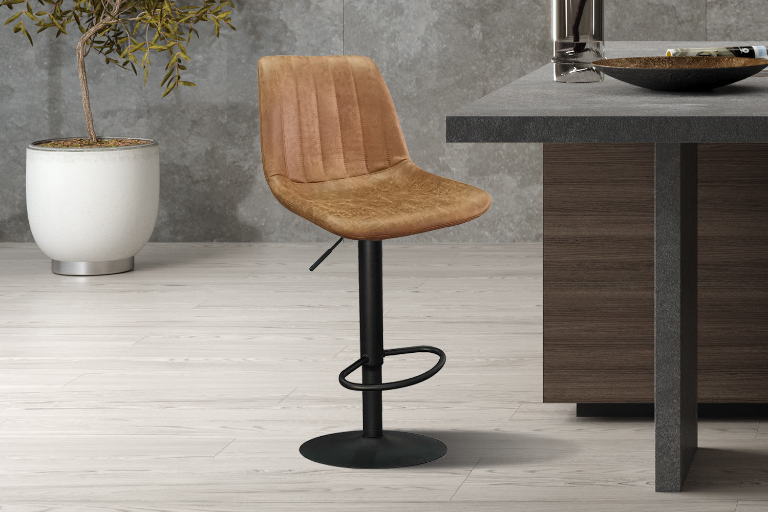 Barstoel 'Barcelona' PU Ote Topper 02 Cognac