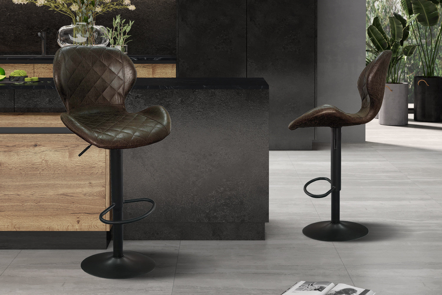 Barstoel 'Malaga' PU Ote Topper 05 Donkerbruin