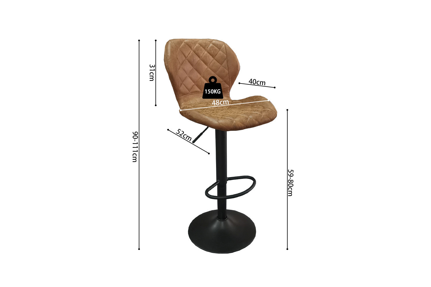 Barstoel 'Malaga' PU Ote Topper 02 Cognac