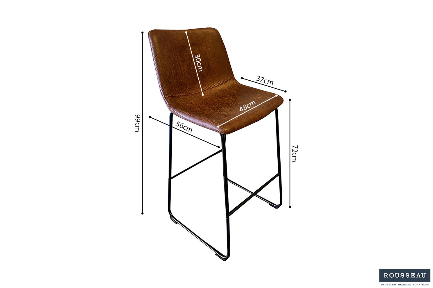 Barstoel 'Mancia' PU Ote Topper 02 Cognac
